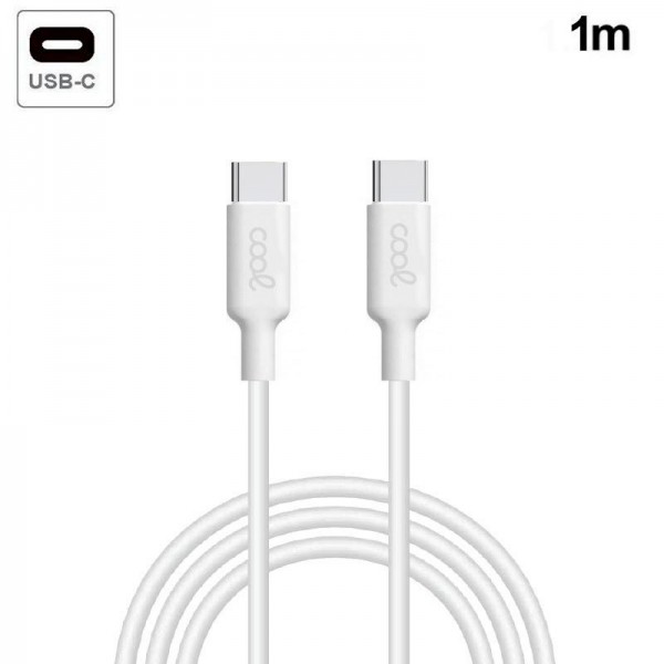 Cable USB Compatible COOL Universal TIPO-C a TIPO-C (1 metro) Blanco 3 Amp