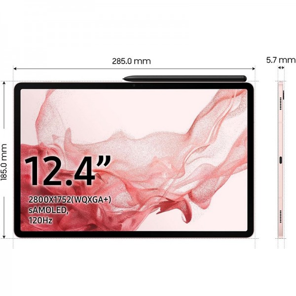 Tablet Samsung Galaxy Tab S8+ 12.4" 5G + WIFI 8GB RAM 128GB X806 rosa