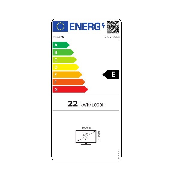 Monitor PHILIPS 27" LED Full HD 273V7QDSB negro
