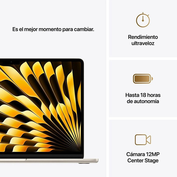APPLE MACBOOK AIR 13.6" 2025 M4 24GB RAM 512GB blanco estrella