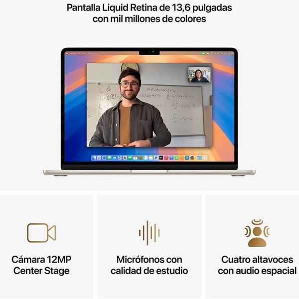 APPLE MACBOOK AIR 13.6" 2025 M4 24GB RAM 512GB blanco estrella